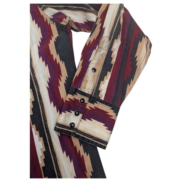 Vtg Wrangler Long Sleeve Shirt Sz‎ XL Snap Aztec Rodeo Cowboy Western Southwest - Picture 5 of 12